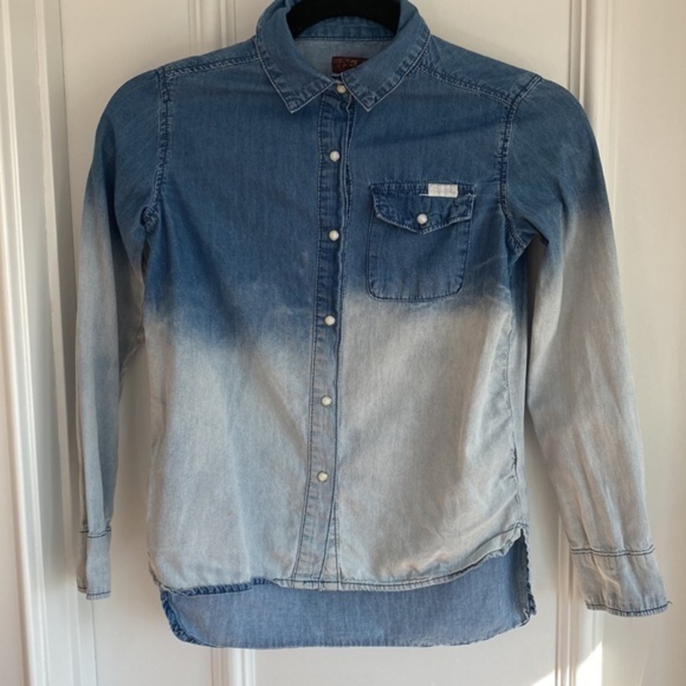 ⚡️Beautiful 7 For All Mankind Girls Dip Dye Denim Shirt Medium EUC